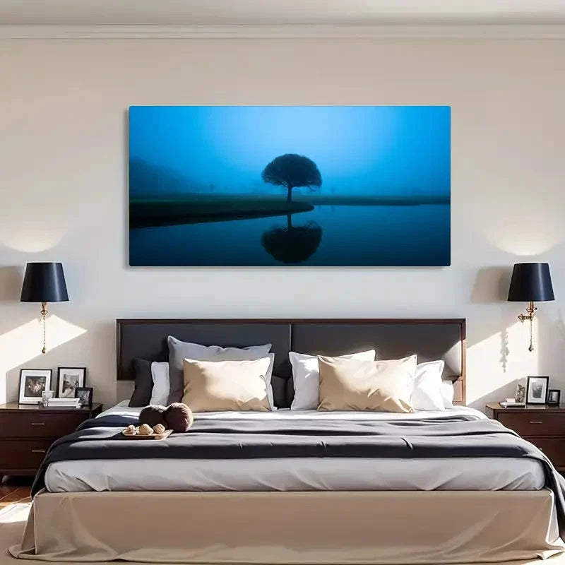 Tree Mistscape Landscape Spring Wall Art Canvas Office Home Room Framed 120x60cm