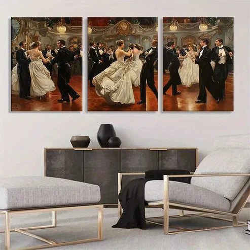 3pcs Elegant Ballroom Dance Couples Wall Art Canvas Unframed - High Quality Print 100% Australian Made Wall Canvas