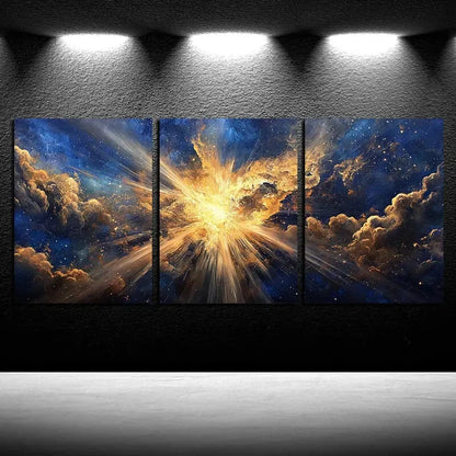 3pcs Vibrant Stunning Nebula Illustration Metal Print Ready to Hang Art