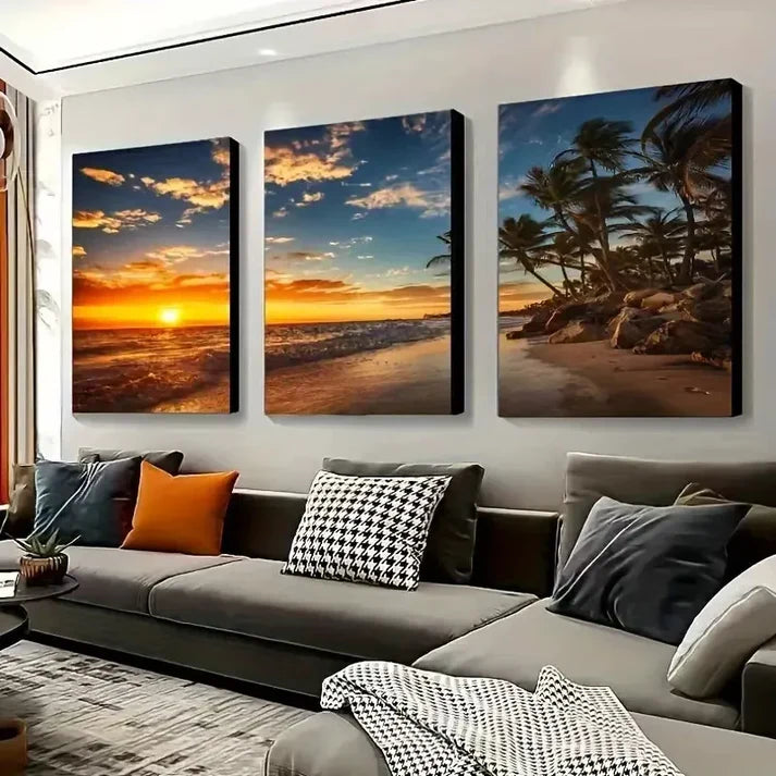 3pcs Mediterranean Seascape Wall Art Canvas Unframed - High Quality Print 100% Australian Made Wall Canvas