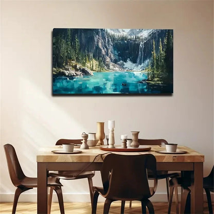 Cliff Waterfall Landscape Wall Art Canvas Office Home Room Framed 120x60cm