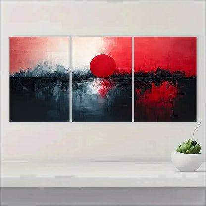 3pcs Textured Abstract Painting Gray and Black Metal Print Ready to Hang Art - Bella Home Decor