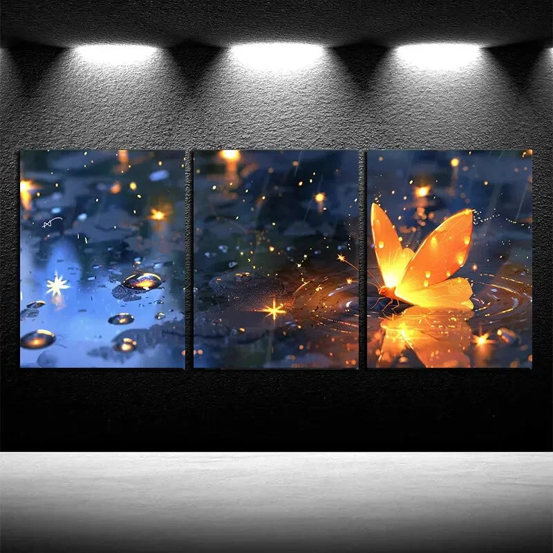 3pcs Vibrant Firefly Moonlight Metal Print Ready to Hang Art - Bella Home Decor