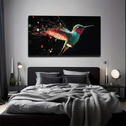 Hummingbird Vibrant Colorful Wall Art Canvas Office Home Room Framed 120x60cm
