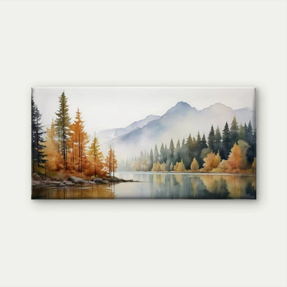 Autumn Mountain Lake Wall Art Canvas Office Home Room Framed 120x60cm