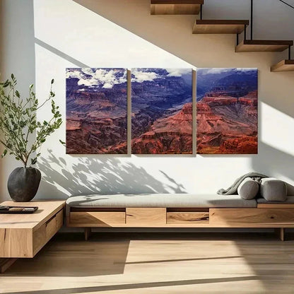 3pcs Brown Mountain Natural Landscape Wall Art Set Canvas Framed 60x90cm - High Quality Print 100% Australian Made Wall Canvas Ready to Hang - Bella Home Decor