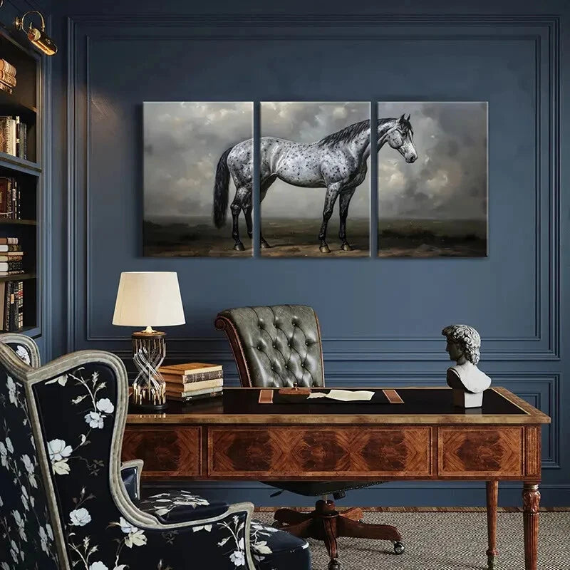 3pcs Artistic Horse Painting Spotted Pattern Metal Print Ready to Hang Art - Bella Home Decor