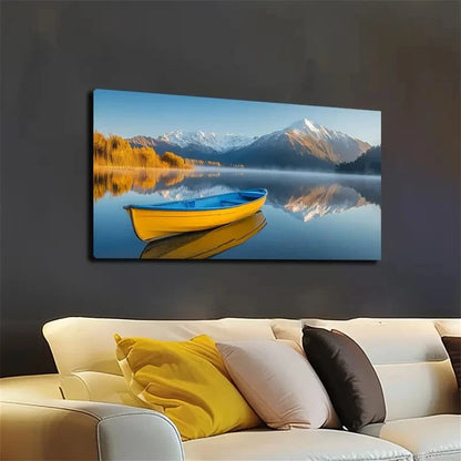 Serene Mountain Landscape Wall Art canvas office home room framed 120x60cm