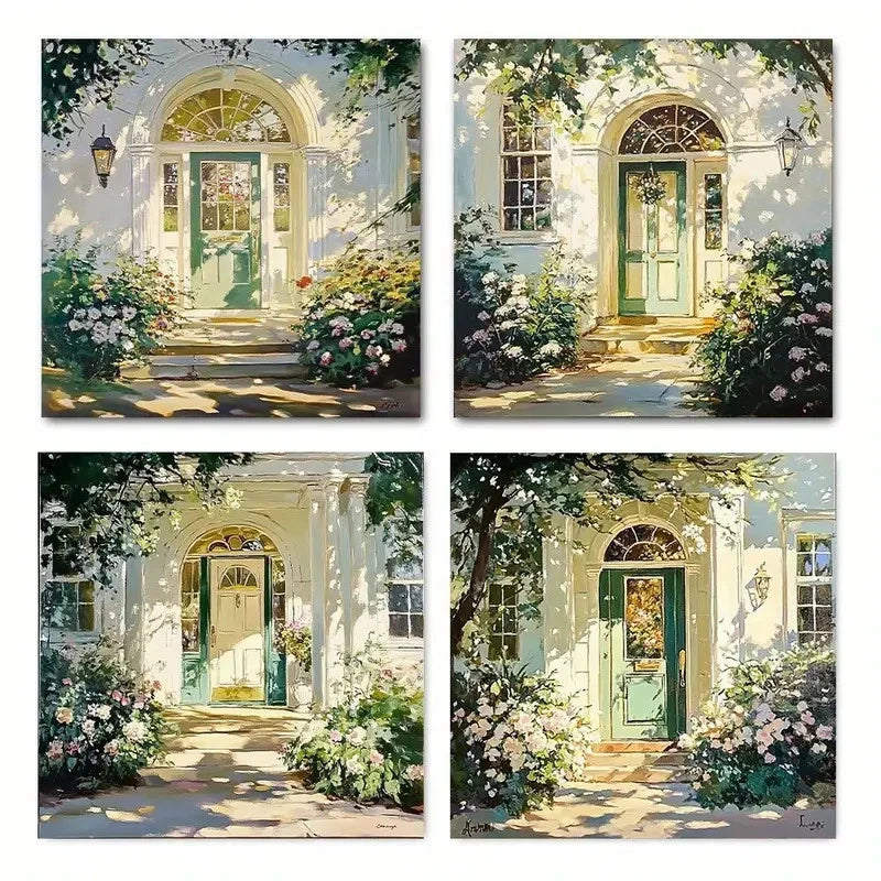 4pcs Floral & Greenery Scenes Wall Art Canvas Framed