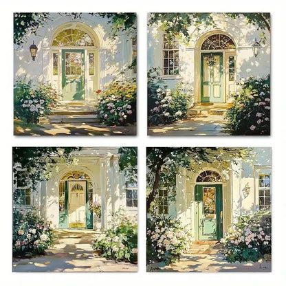 4pcs Floral & Greenery Scenes Wall Art Canvas Framed