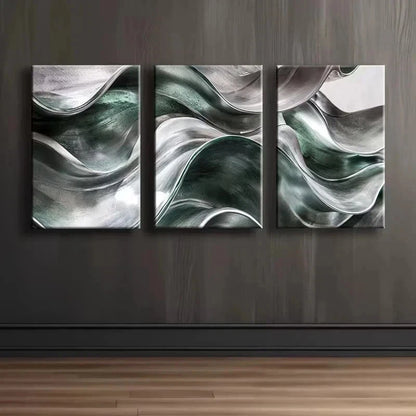 3pcs Wavy Abstract Design Metal Print Ready to Hang Art