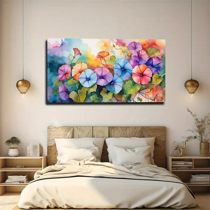 Watercolor Trumpet Flowers Wall Art Canvas Office Home Room Framed 120x60cm