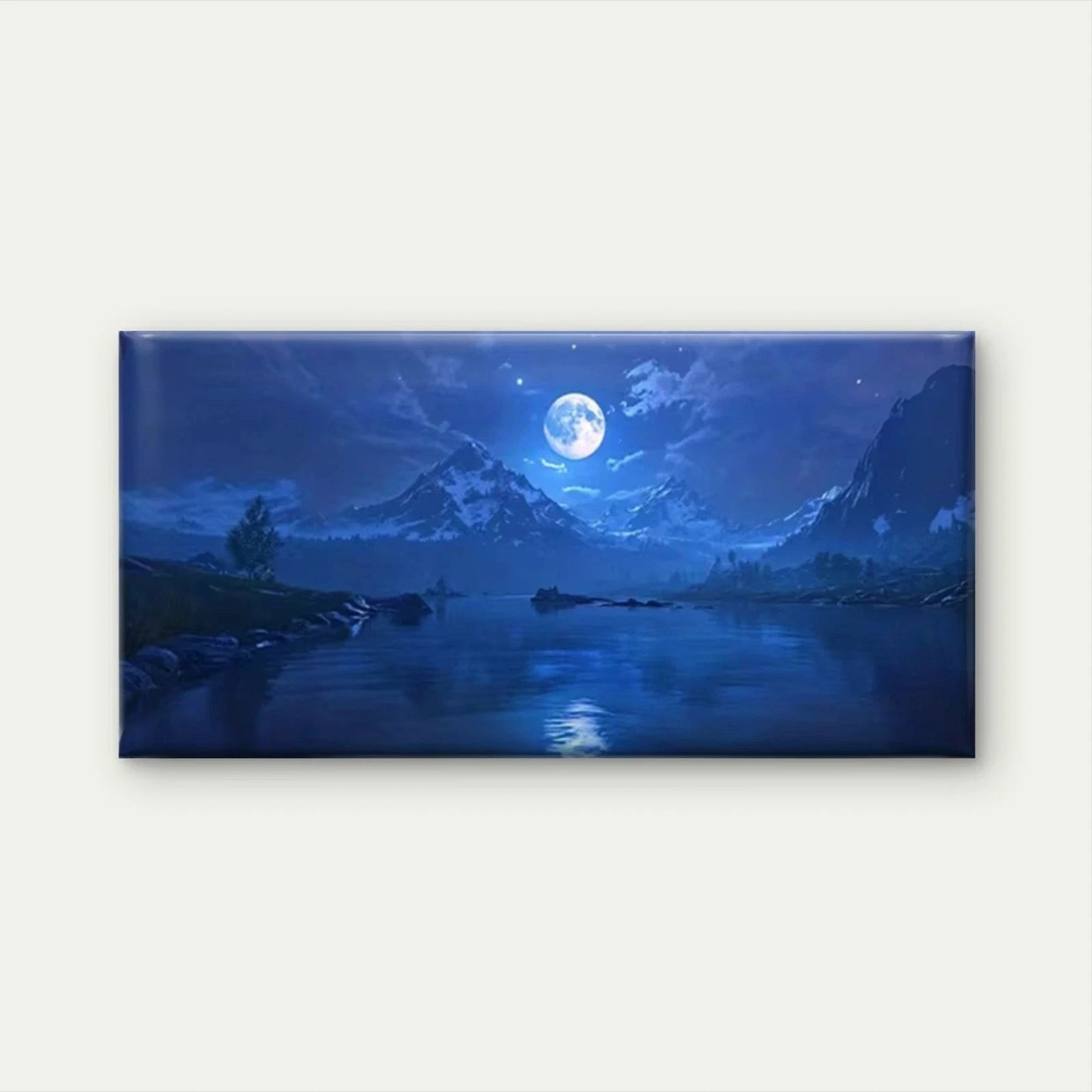 Lake & Snow-Capped Mountains Wall Art Canvas Office Home Room Framed 120x60cm