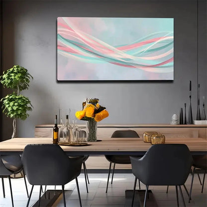 Pink Blue Green Ribbon Inter Wall Art Canvas Office Home Room Framed 120x60cm