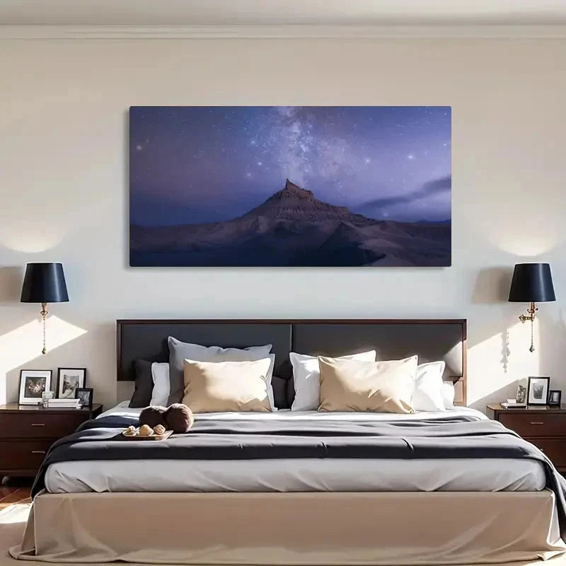 Milky Way Over Badlands Wall Art Canvas Office Home Room Framed 120x60cm