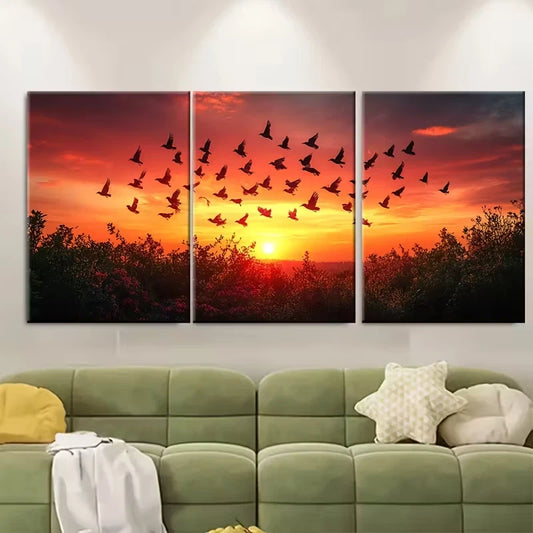 3pcs , FLOCK OF BIRDS Metal Print Ready to Hang Art