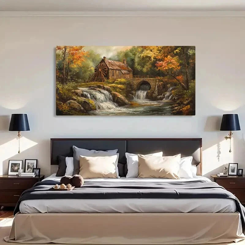 Rustic Autumn Landscape Wall Art Canvas Office Home Room Framed 120x60cm - Bella Home Decor