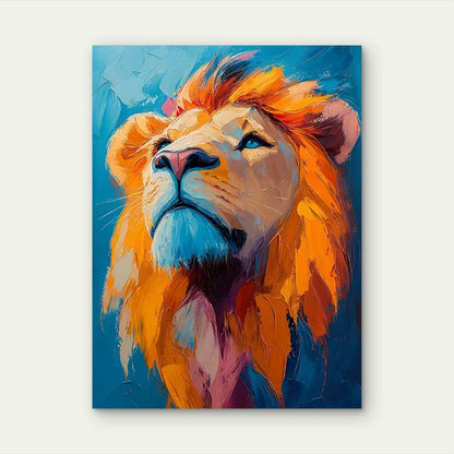 Vibrant Colorful Abstract Lion  60x90cm Metal Print Ready to Hang