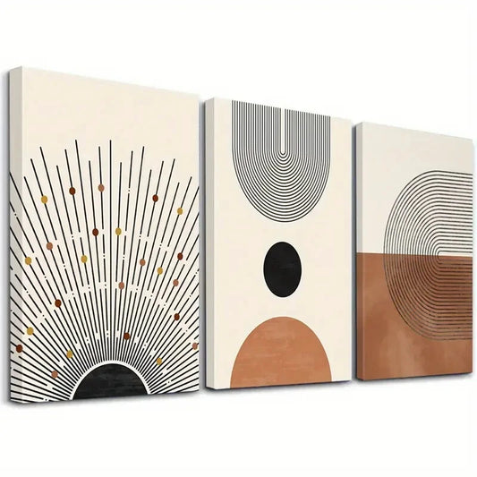 3pcs Contemporary Shining Sun & Landscape Wall Art Set Canvas Framed 40x60cm - High Quality Print 100% Australian Made Wall Canvas Ready to Hang