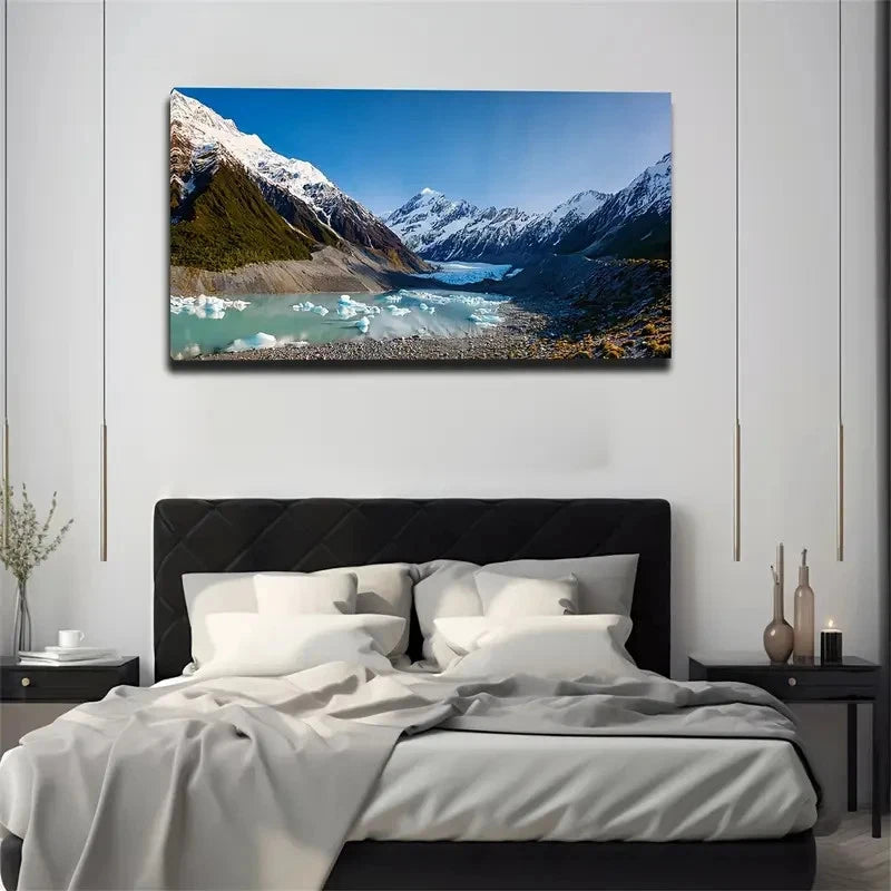 Mountain After Glacier Wall Art Canvas Office Home Room Framed 120x60cm