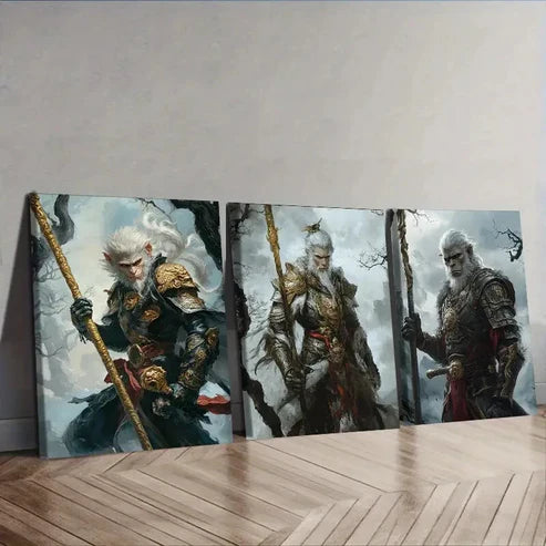 3pcs Mythology Monkey King Wall Art Set Canvas Unframed - High Quality Print 100% Australian Made Wall Canvas