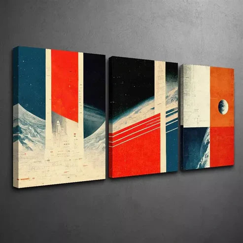 3pcs  Modern Abstract Space Universe Design Wall Art Canvas Unframed - High Quality Print 100% Australian Made Wall Canvas - Bella Home Decor