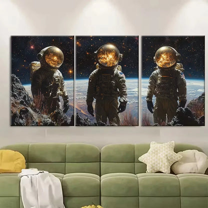 3pcs Surreal Space Travel Metal Print Ready to Hang Art