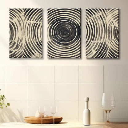 3pcs Modern Luxurious Abstract Wood Ring Wall Art Set Canvas Framed 50x70cm - High Quality Print 100% Australian Made Wall Canvas Ready to Hang
