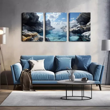 3pcs Small Streams In The Mountains Wall Art Set Canvas Framed 60x90cm - High Quality Print 100% Australian Made Wall Canvas Ready to Hang - Bella Home Decor