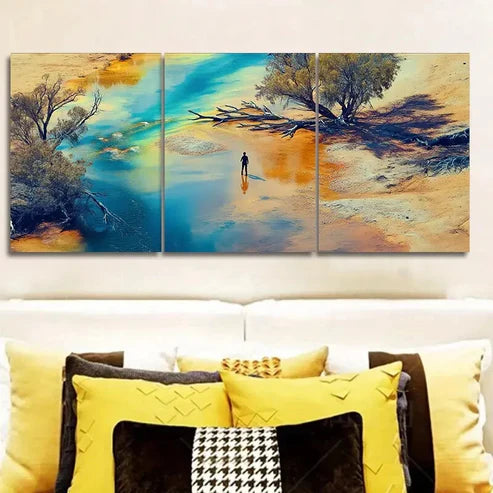 3pcs Painting, Aerial View of the Sand Wall Art Set Canvas Unframed - High Quality Print 100% Australian Made Wall Canvas