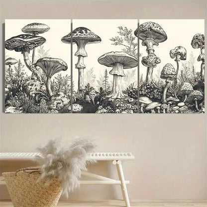 3pcs Enchanted Forest Mushroom Canopy Wall Art Set Canvas Framed 40x60cm - High Quality Print 100% Australian Made Wall Canvas Ready to Hang