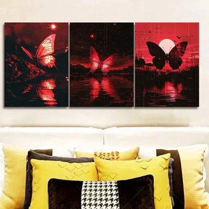 3pcs Butterfly Fault Art Wall Art Canvas Unframed - High Quality Print 100% Australian Made Wall Canvas - Bella Home Decor