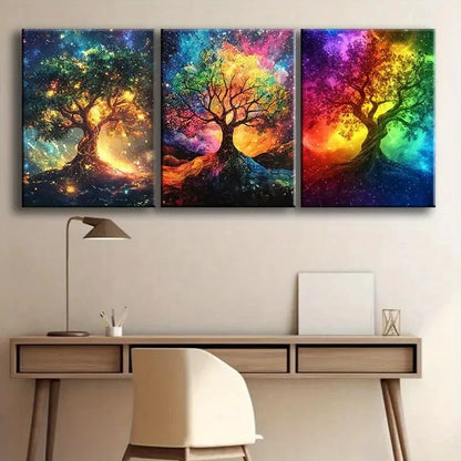 3pcs Tree of Life Abstract Wall Art Set Canvas Framed 50x70cm - High Quality Print 100% Australian Made Wall Canvas Ready to Hang