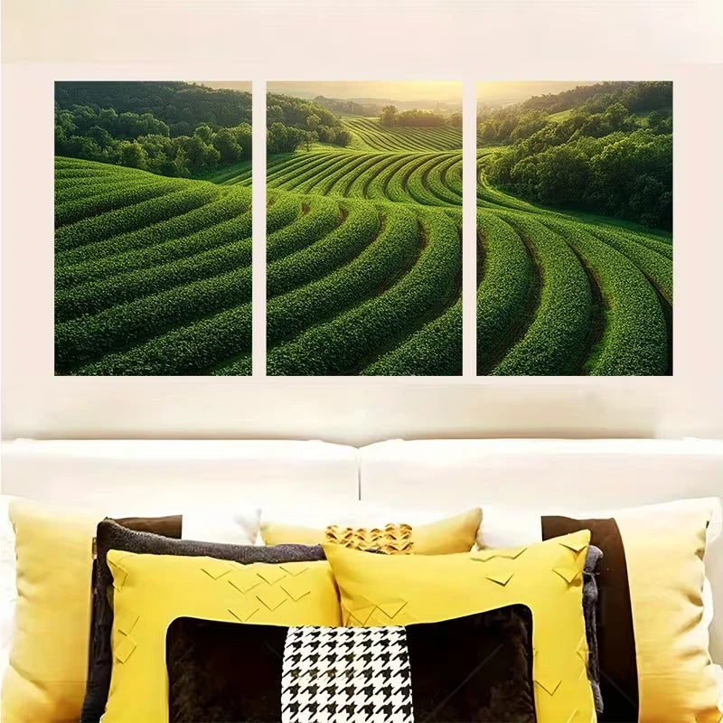 3pcs Drone Over Agricultural Field Metal Print Ready to Hang Art - Bella Home Decor