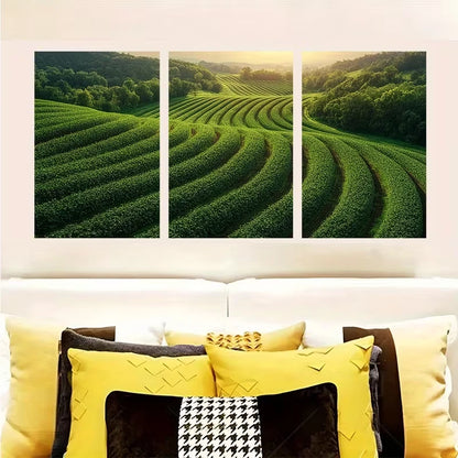 3pcs Drone Over Agricultural Field Metal Print Ready to Hang Art - Bella Home Decor