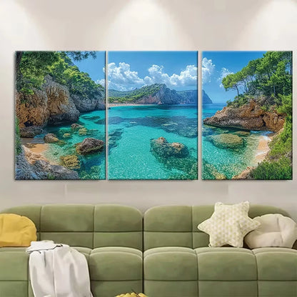 3pcs Cala dHort Beach Metal Print Ready to Hang Art - Bella Home Decor