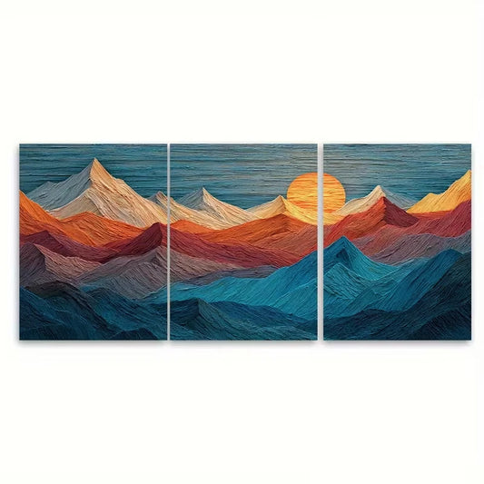 3pcs Mountain Top Sunrise Landscape Metal Print Ready to Hang Art