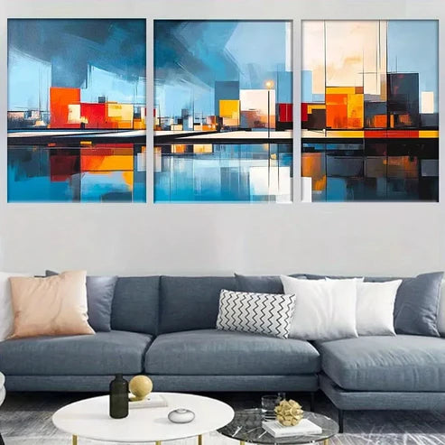 3pcs Art Deco Modern Glam Geometric Urban Wall Art Canvas Unframed - High Quality Print 100% Australian Made Wall Canvas - Bella Home Decor