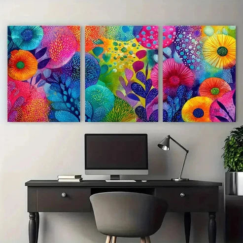 3pcs Colorful Boho Home Decor Perfect Wall Art Set Canvas Unframed – High Quality Print 100% Australian Made Wall Canvas - Bella Home Decor