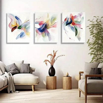 3pcs Vibrant Abstract Butterfly Modern Metal Print Ready to Hang Art