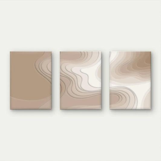 3pcs Beige and Cream Abstract Layered Wall Art Set Canvas Framed 60x90cm - High Quality Print 100% Australian Made Wall Canvas Ready to Hang