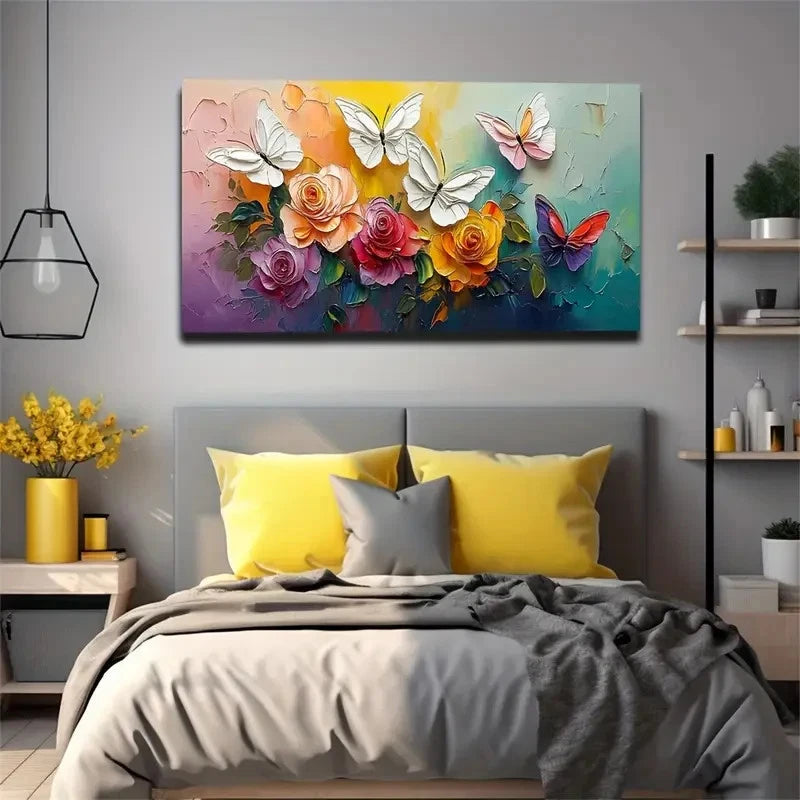 Flowers Blooming In Competition Wall Art Canvas Office Home Room Framed 120x60cm