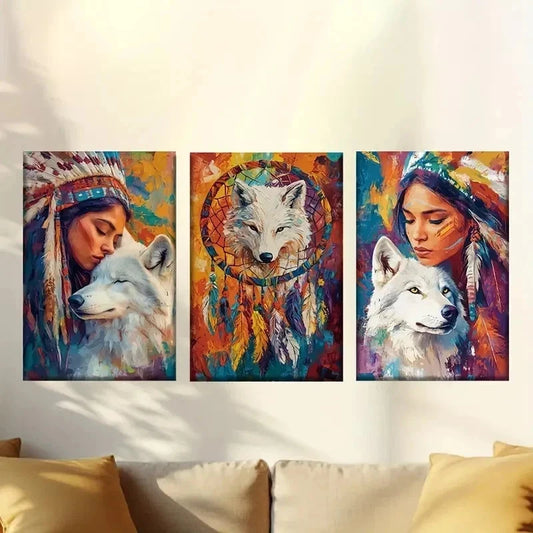 3pcs Beautiful Native Aboriginal And White Wall Art Set Canvas Framed 60x90cm - High Quality Print 100% Australian Made Wall Canvas Ready to Hang