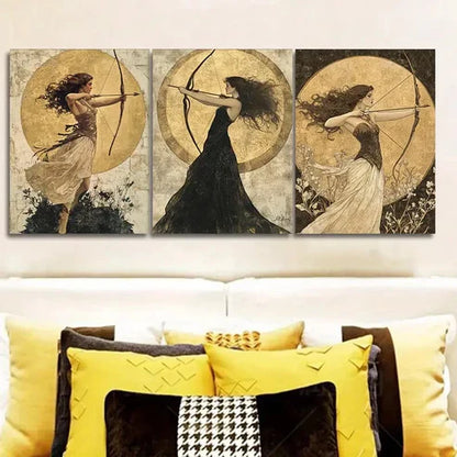 3pcs The Girl with the Bow and Arrow Wall Art Set Canvas Unframed - High Quality Print 100% Australian Made Wall Canvas