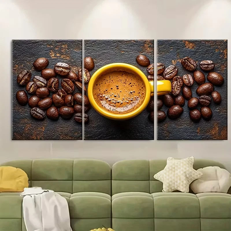 3pcs Aerial View Coffee Metal Print Ready to Hang Art - Bella Home Decor