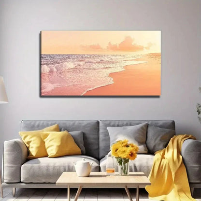Beach & Ocean Waves Wall Art Canvas Office Home Room Framed 120x60cm