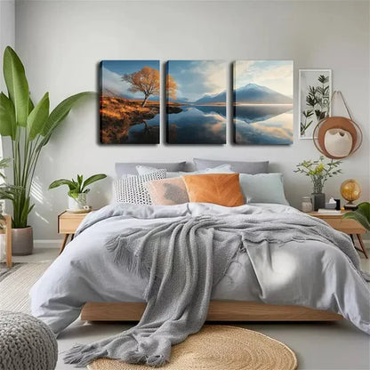 3pcs Serene Alpine Lake Landscape with Vibrant Wall Art Canvas Unframed - High Quality Print 100% Australian Made Wall Canvas