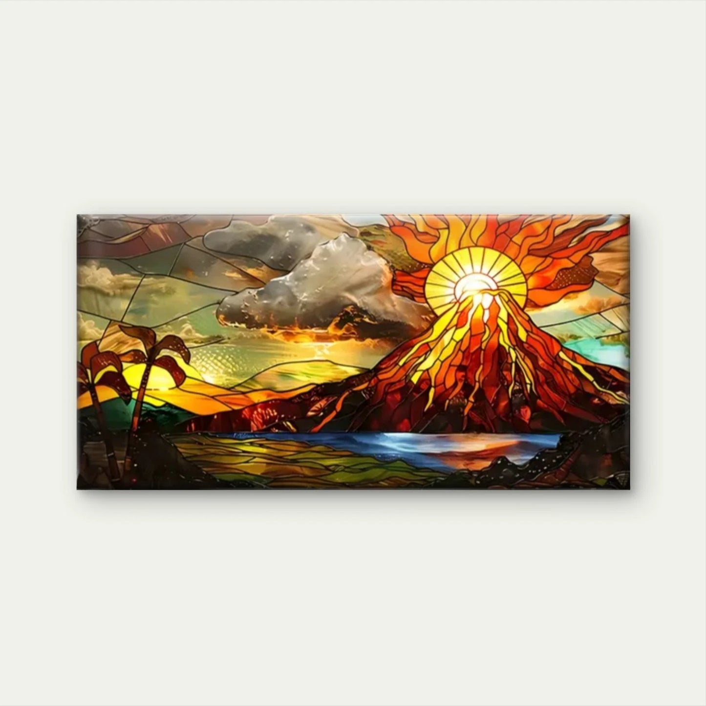 Mountain Dark Cloud Abstract Wall Art Canvas Office Home Room Framed 120x60cm