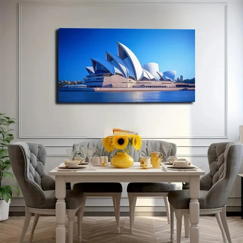 Vibrant Blue Sky & Water Wall Art Canvas Office Home Room Framed 120x60cm