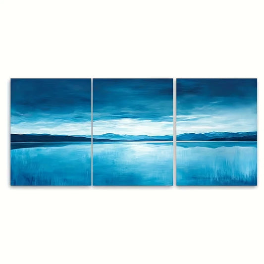 3pcs Lake Pukaki with Blue Sky & Mountain Metal Print Ready to Hang Art